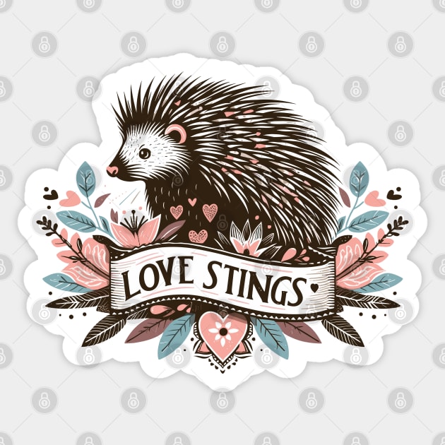 Love stings, hedgehog lover Sticker by PrintSoulDesigns